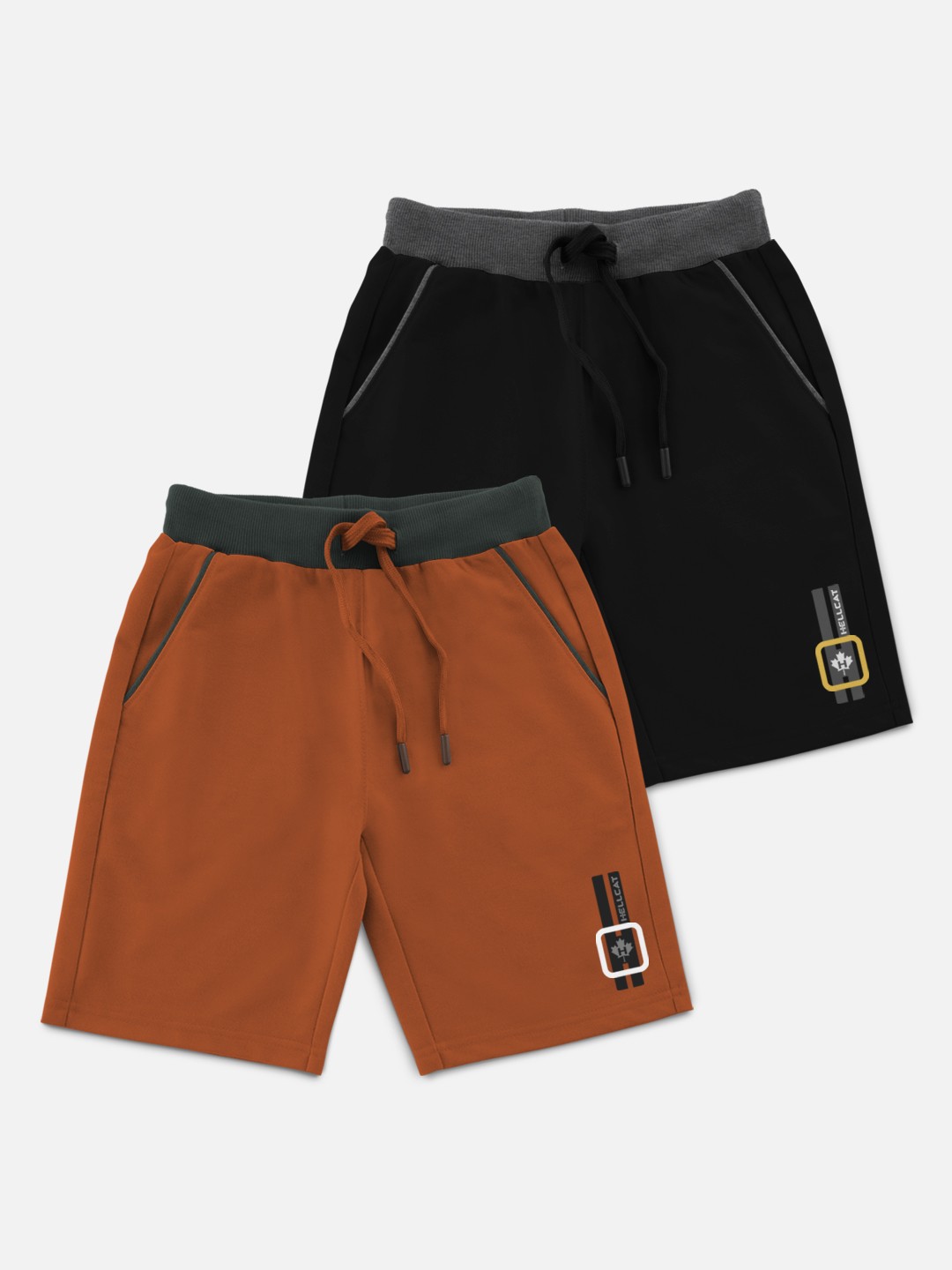 

HELLCAT Boys Orange & Black Set Of 2 Shorts
