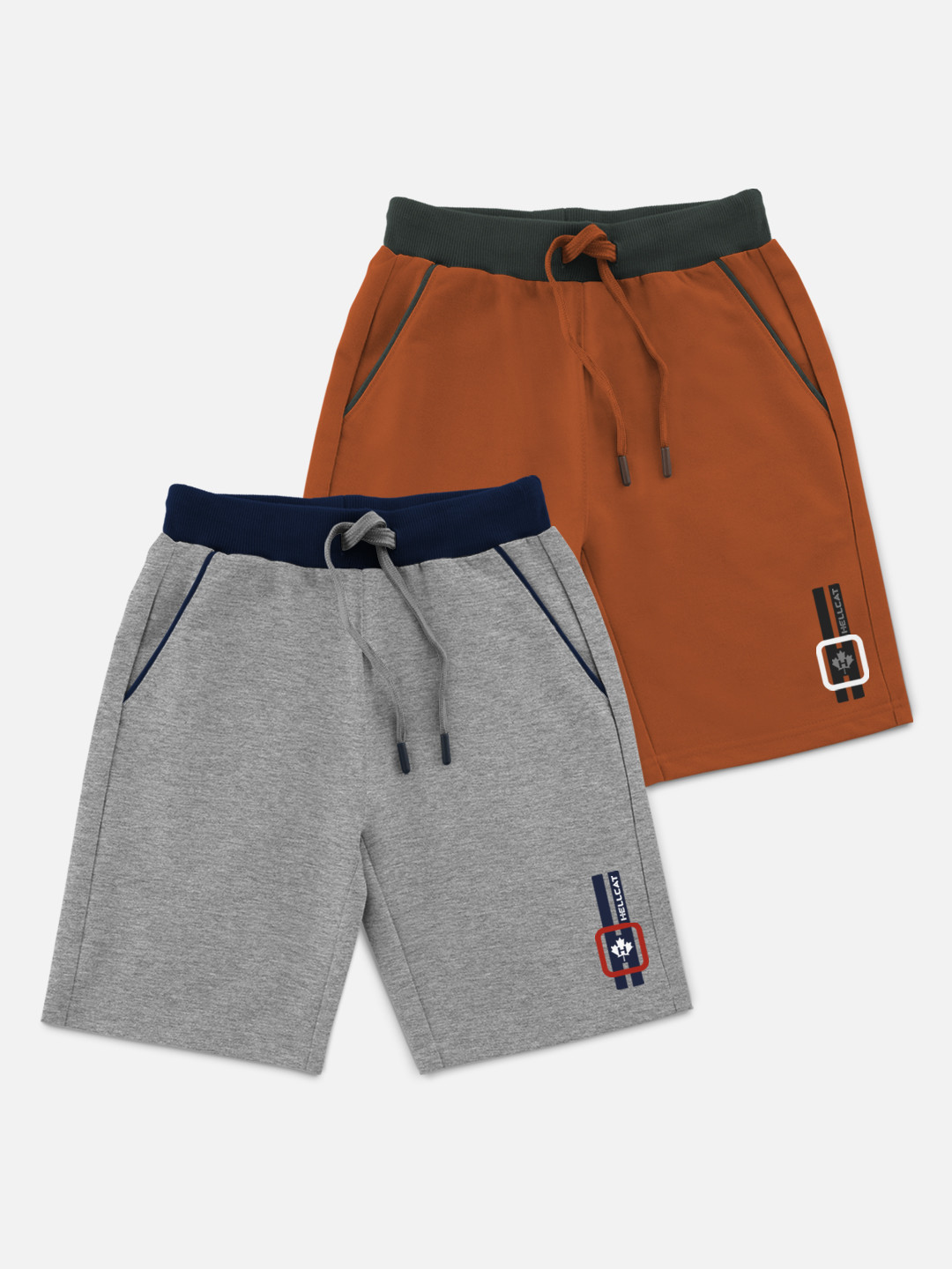 

HELLCAT Boys Grey & Orange Set Of 2 Shorts