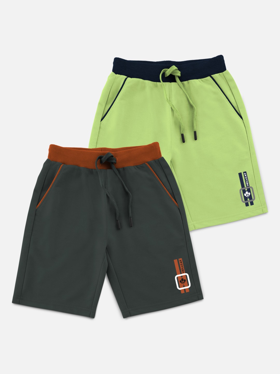 

HELLCAT Boys Green Set Of 2 Shorts