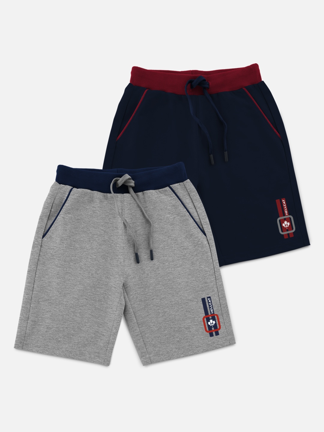 

HELLCAT Boys Navy Blue & Grey Set Of 2 Shorts
