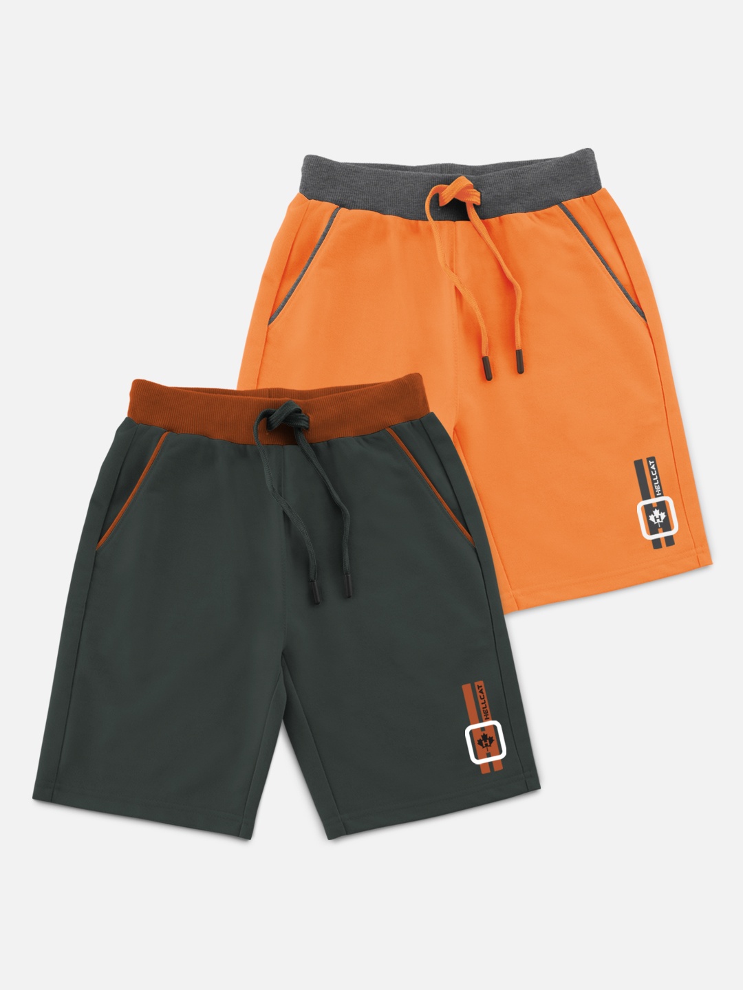 

HELLCAT Boys Green & Orange Set Of 2 Shorts