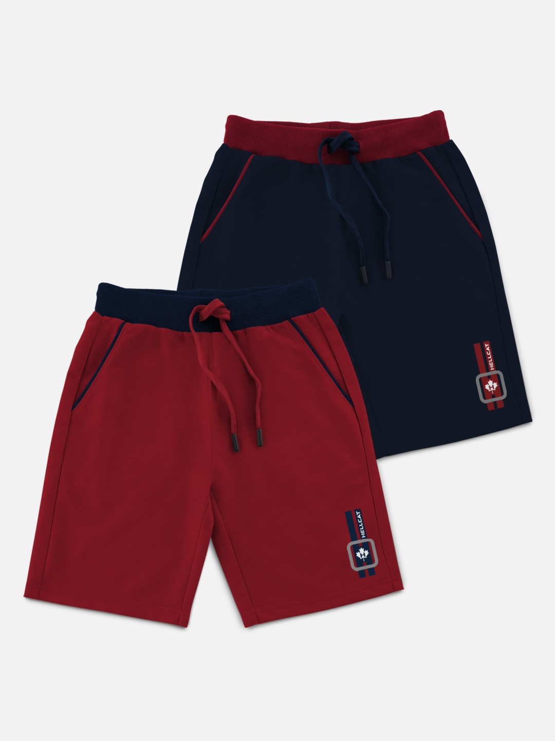 

HELLCAT Boys Maroon & Navy Blue Set Of 2 Shorts