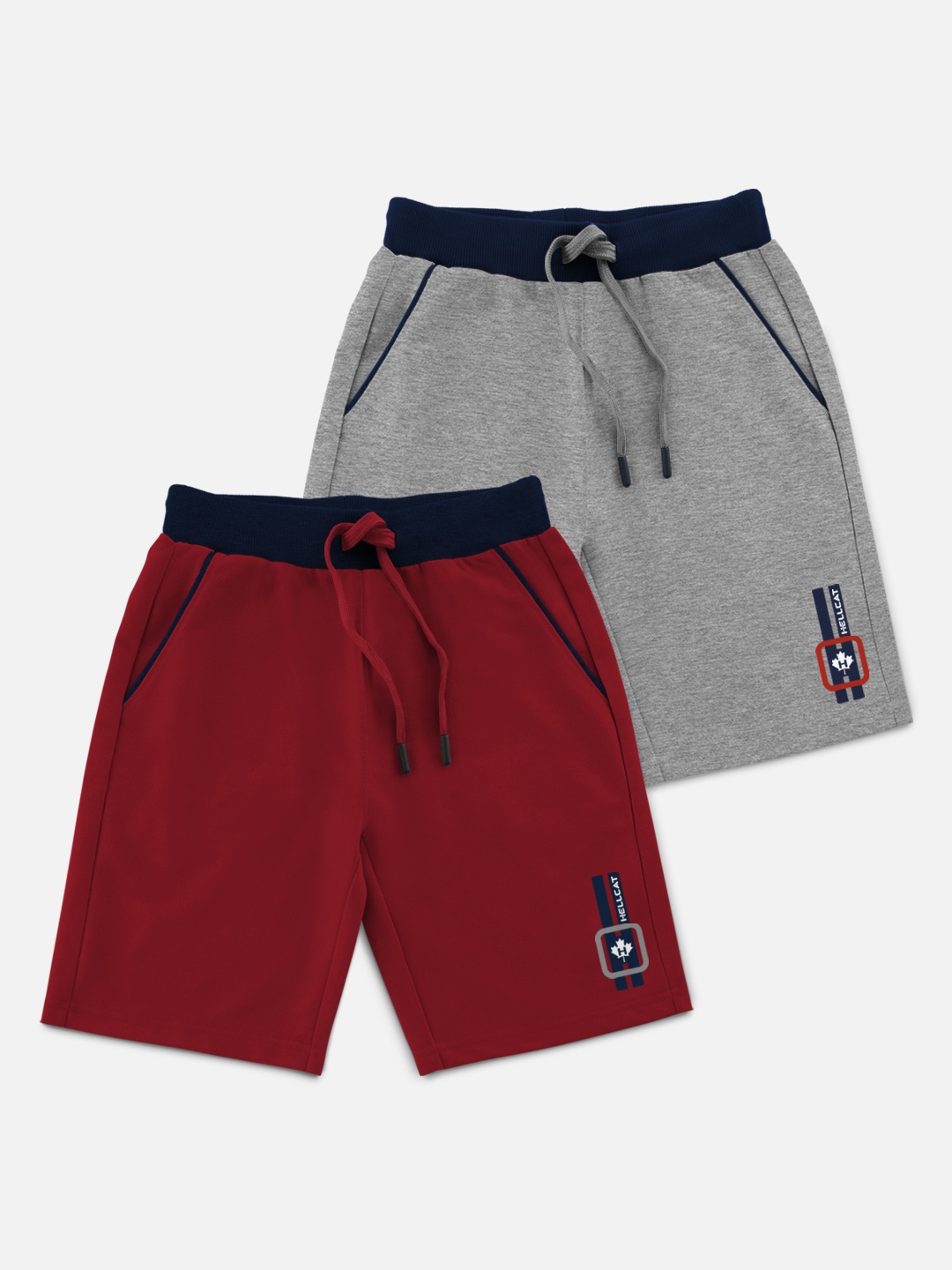 

HELLCAT Boys Red & Grey Set Of 2 Shorts