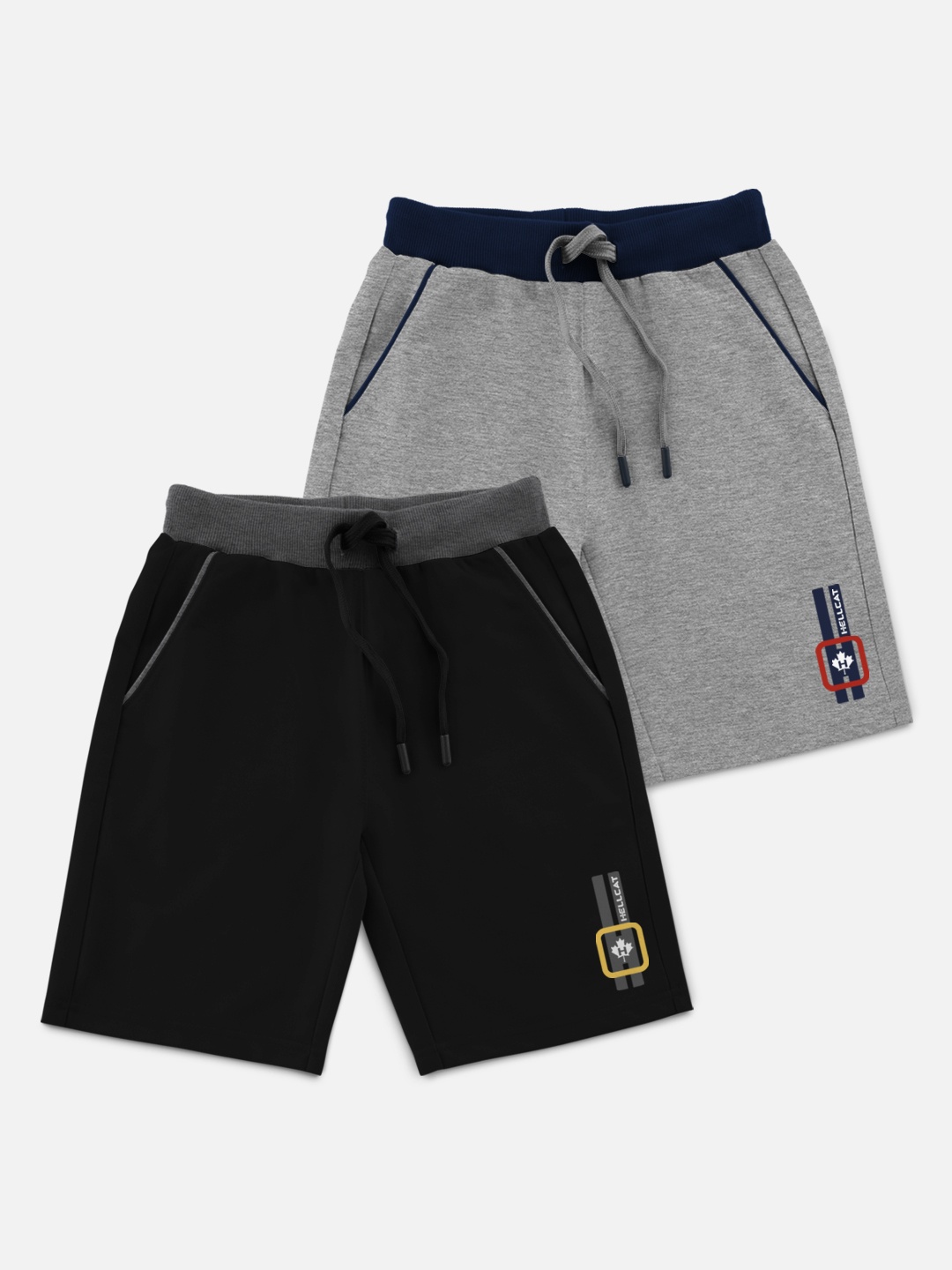 

HELLCAT Boys Black & Grey Set Of 2 Shorts