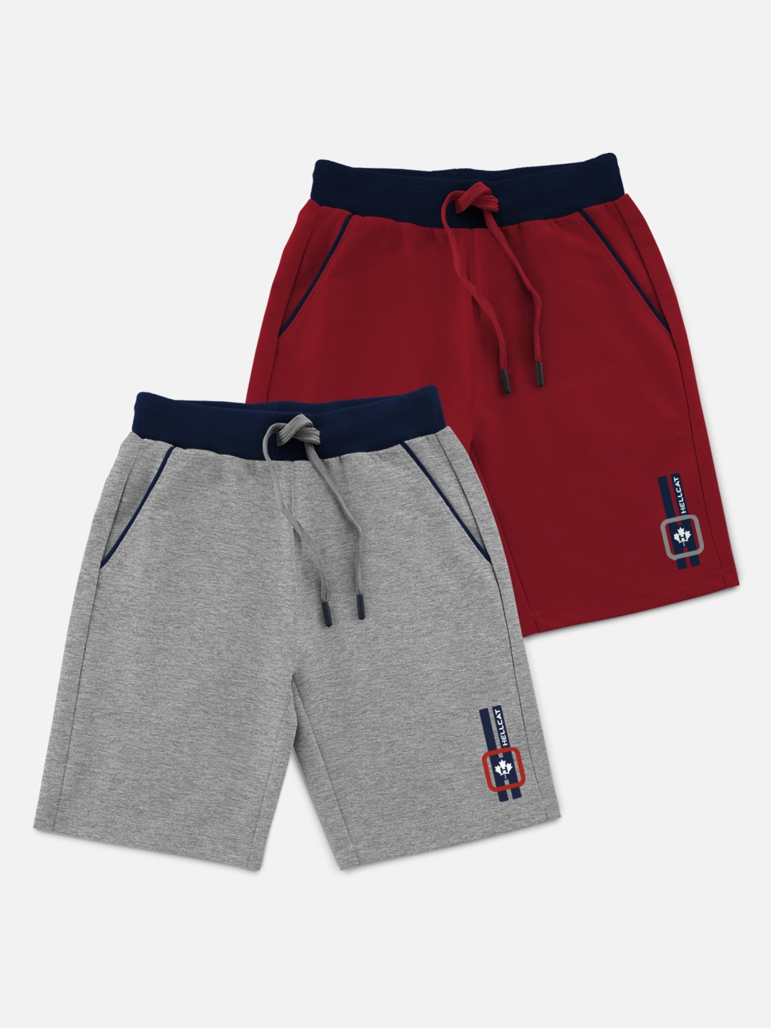 

HELLCAT Boys Red & Grey Set Of 2 Shorts