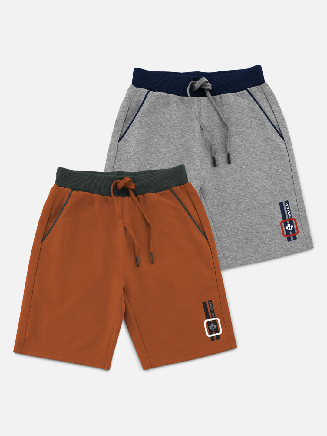 

HELLCAT Boys Grey & Orange Set Of 2 Shorts