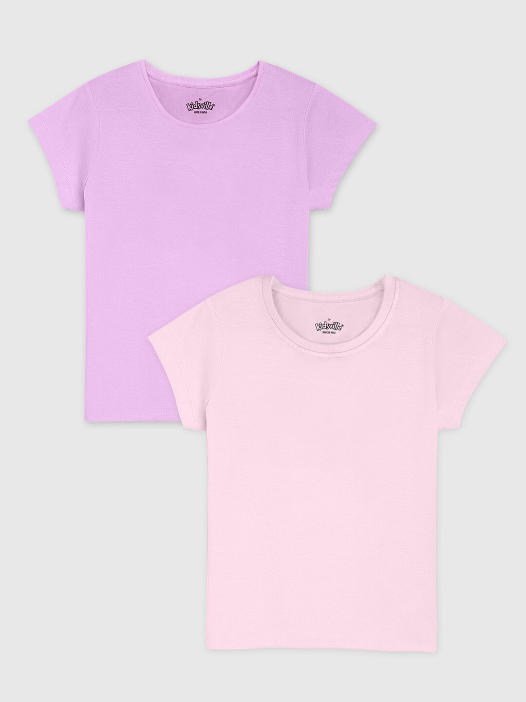 

Kids Ville Girls Violet & Pink Set Of 2 T-shirt