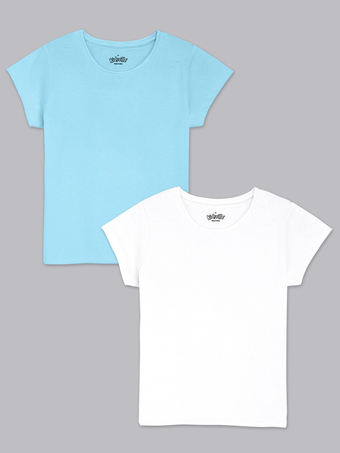 

Kids Ville Girls Blue & White Set Of 2 T-shirt