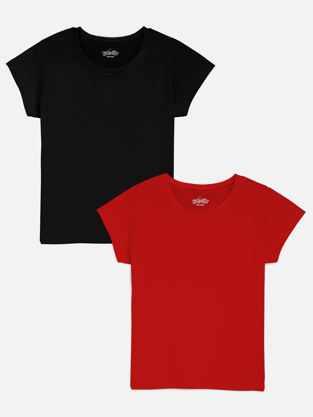 

Kids Ville Girls Black & Red Set Of 2 T-shirt