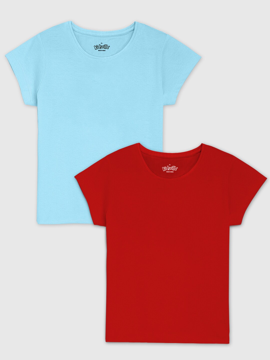 

Kids Ville Girls Blue & Red Set Of 2 T-shirt