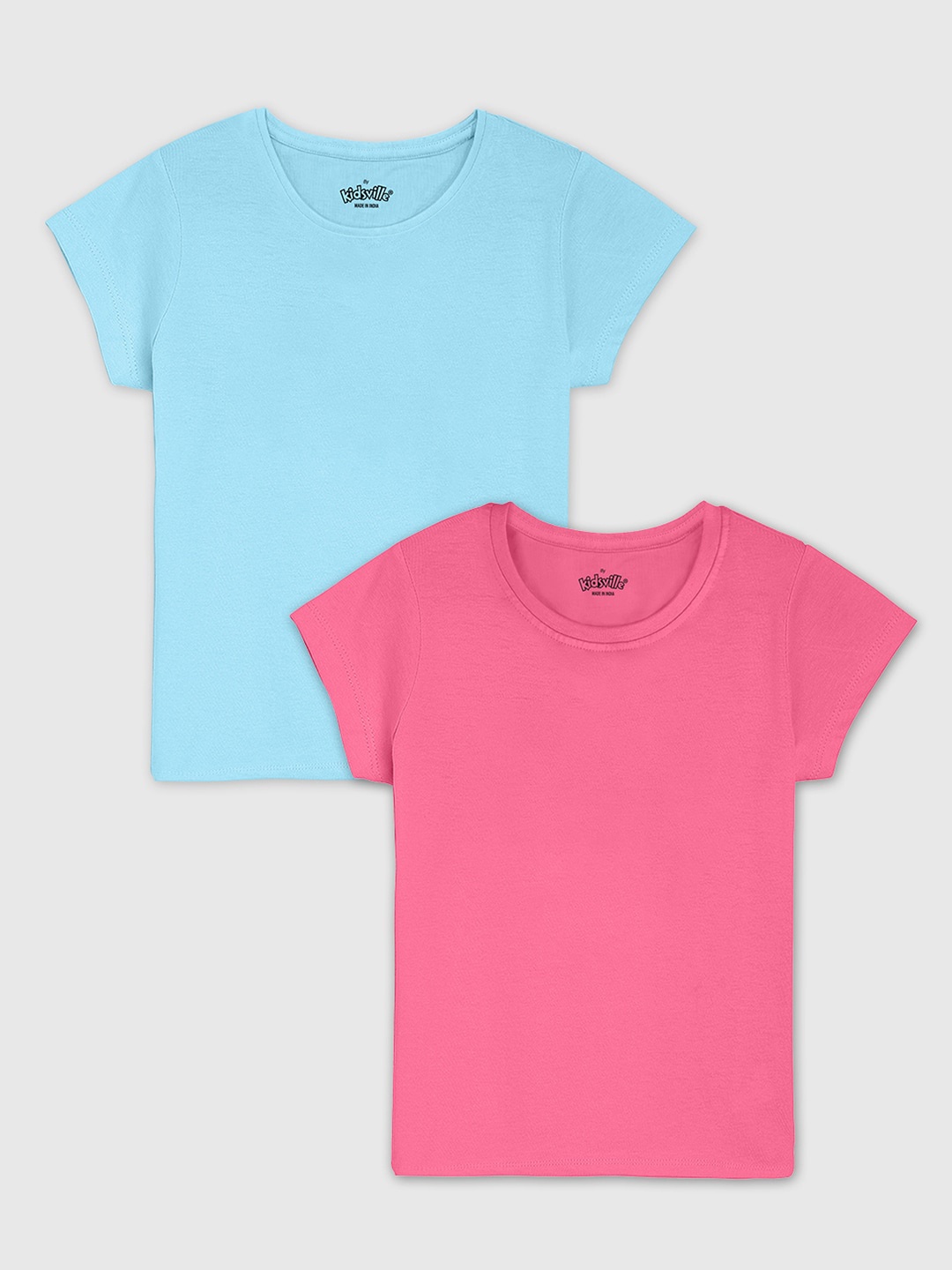 

Kids Ville Girls Blue & Pink Set Of 2 T-shirt