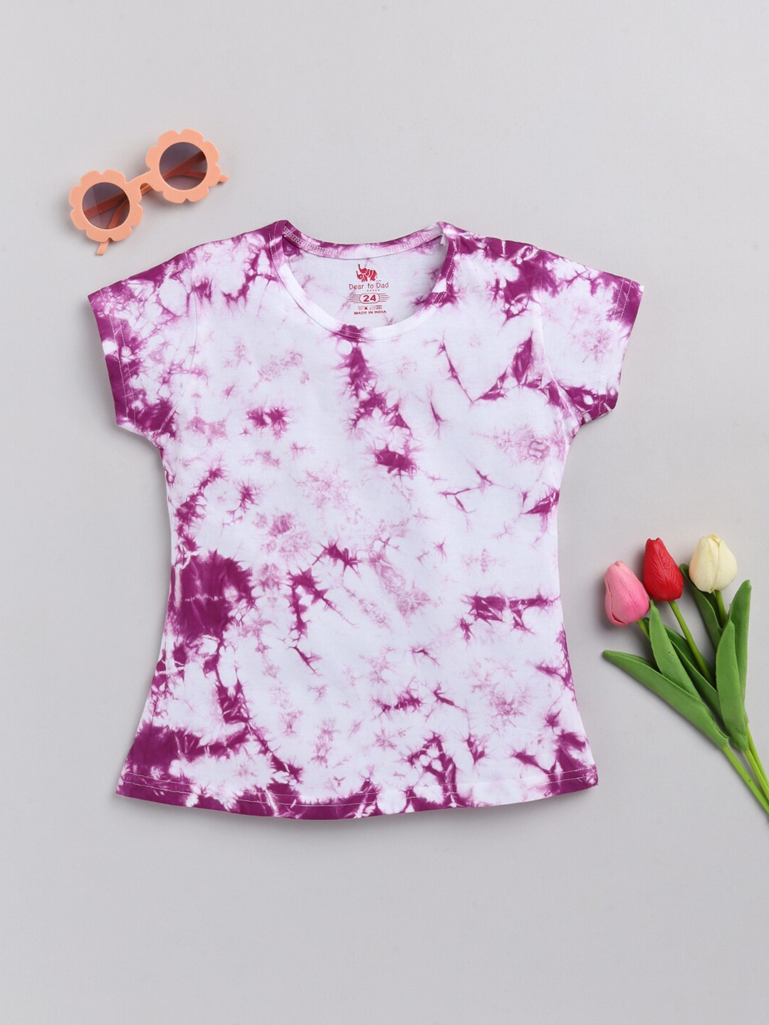 

Dear to Dad Girls Purple Tie and Dye Print Top