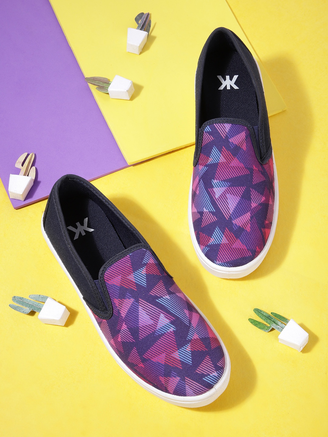 

Kook N Keech Women Geometric Printed Slip-On Sneakers, Purple