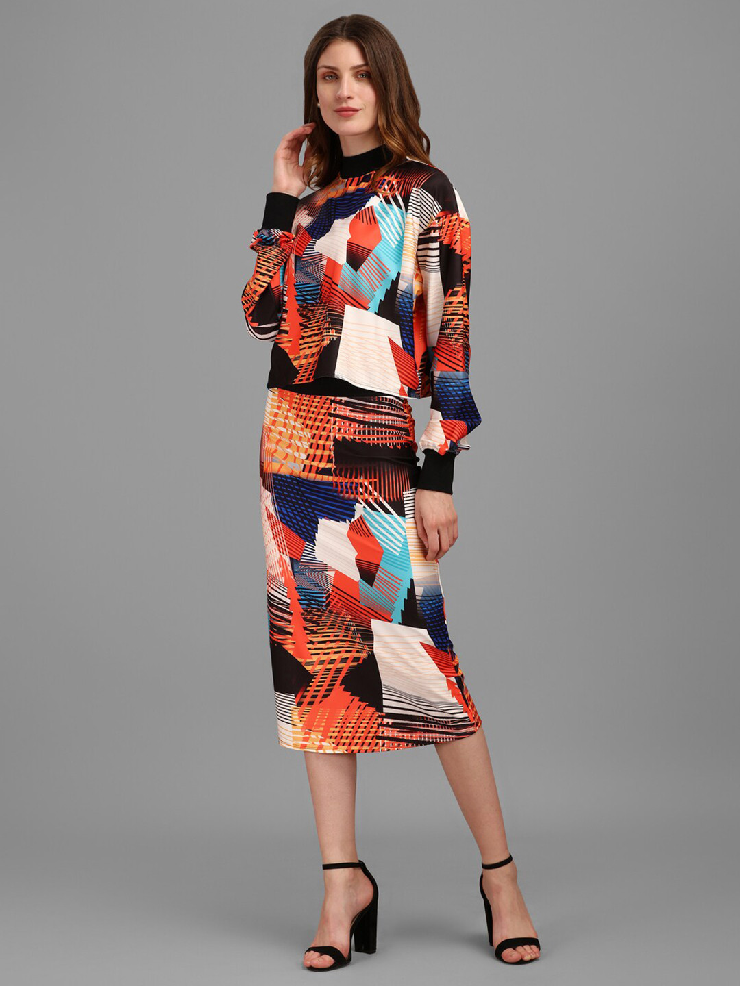 

PURVAJA Orange & Black Print Top