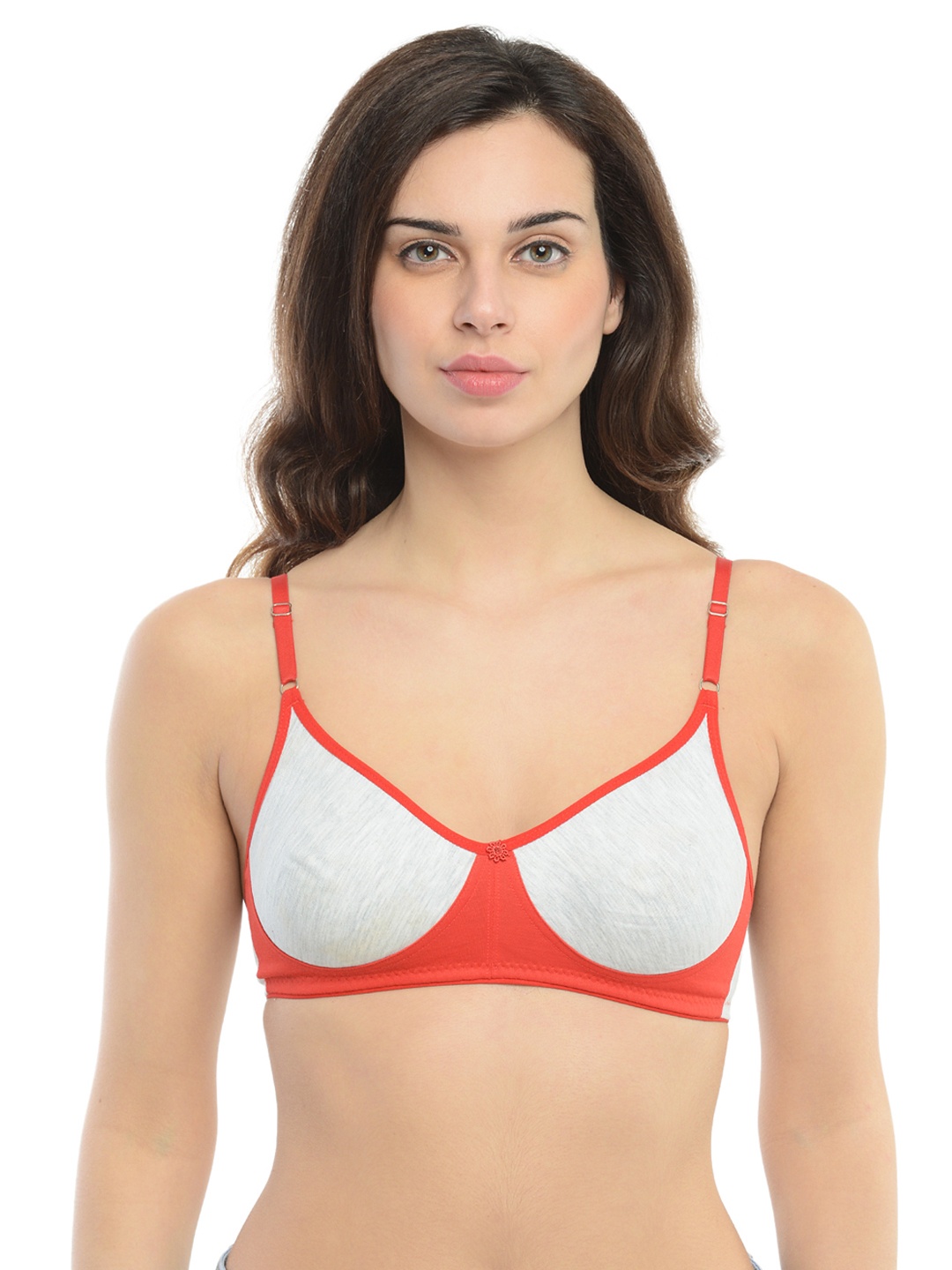 

Da Intimo Rust Red & Grey Full-Coverage T-shirt Bra DB-50