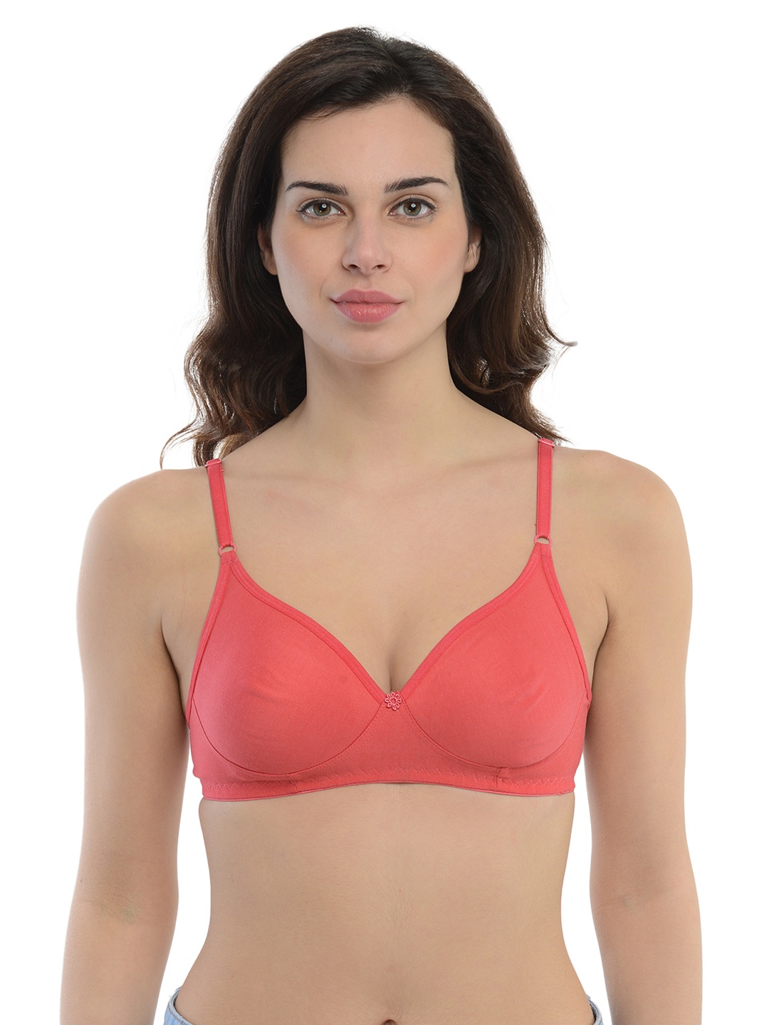 

Da Intimo Coral Red Full-Coverage Bra DB-57