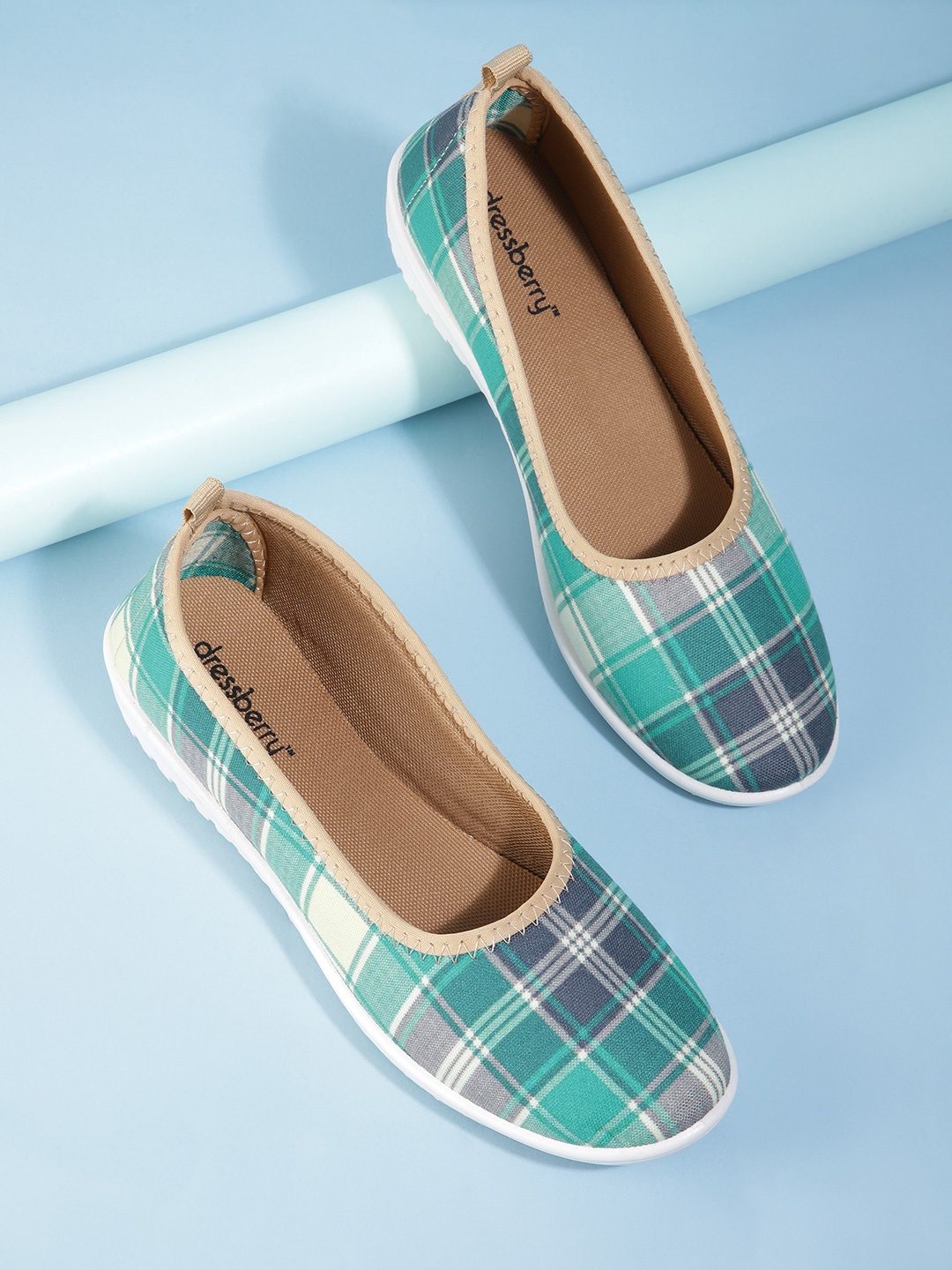 

DressBerry Women Checked Ballerinas, Green