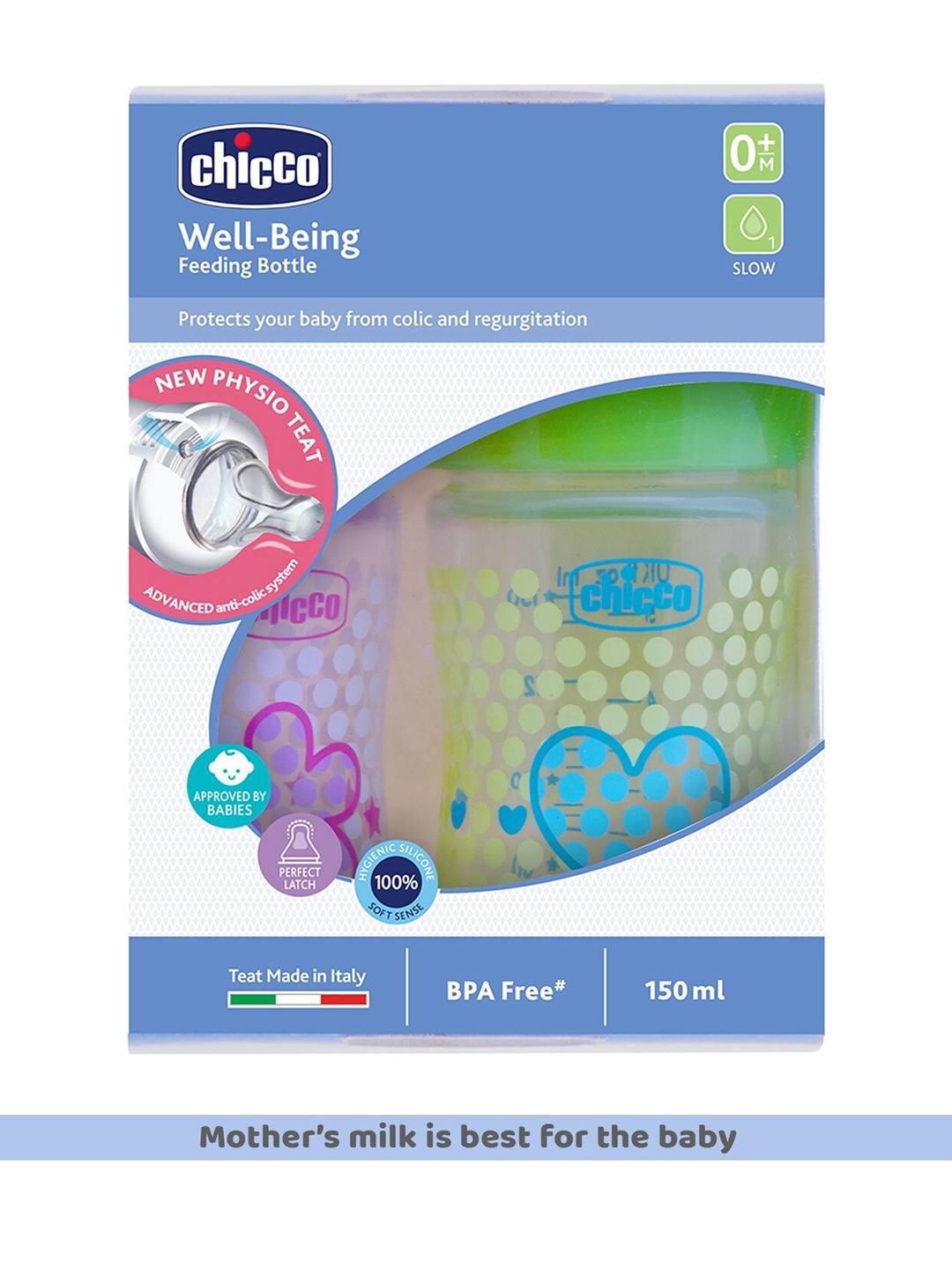 

Chicco Kids Pack of 2 Pink & Green Anti Colic Feeding Bottles