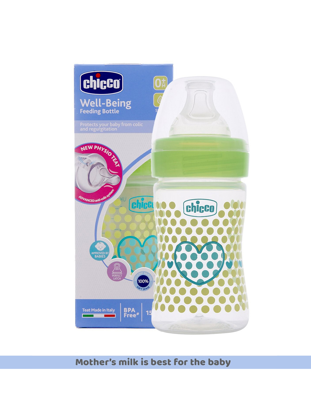 

Chicco Kids Green Pack of 2 Silicone Feeding Bottles 300ml