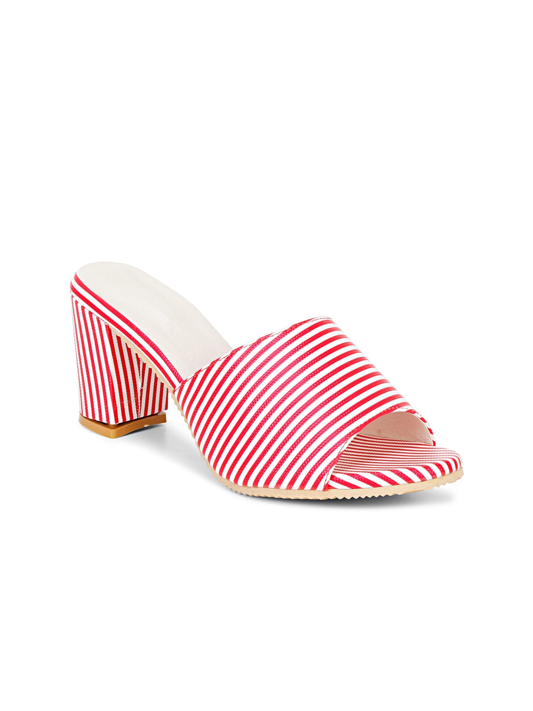 

Misto Red & White Striped Block Sandals