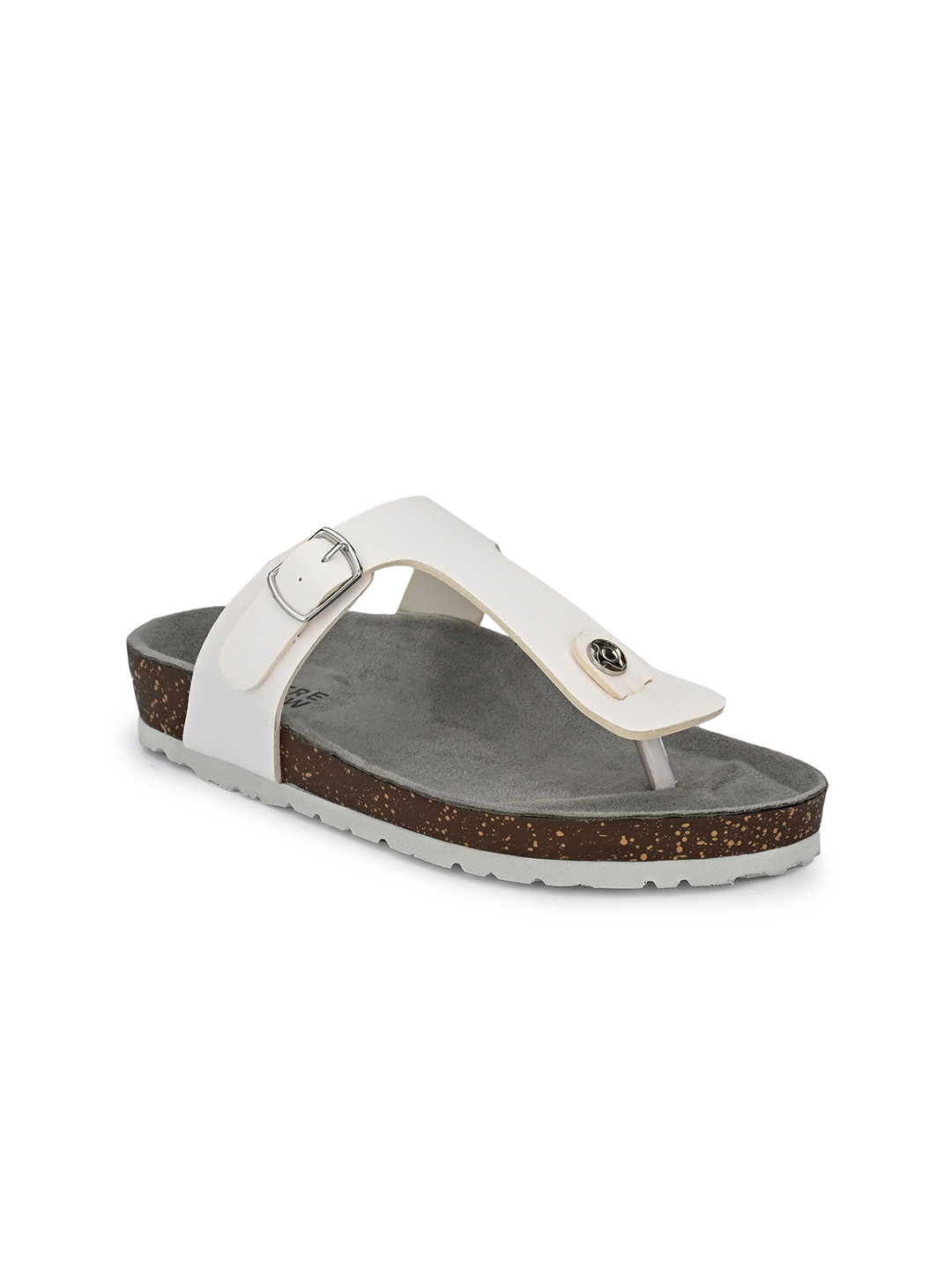

HERE&NOW Women White T-Strap Flats