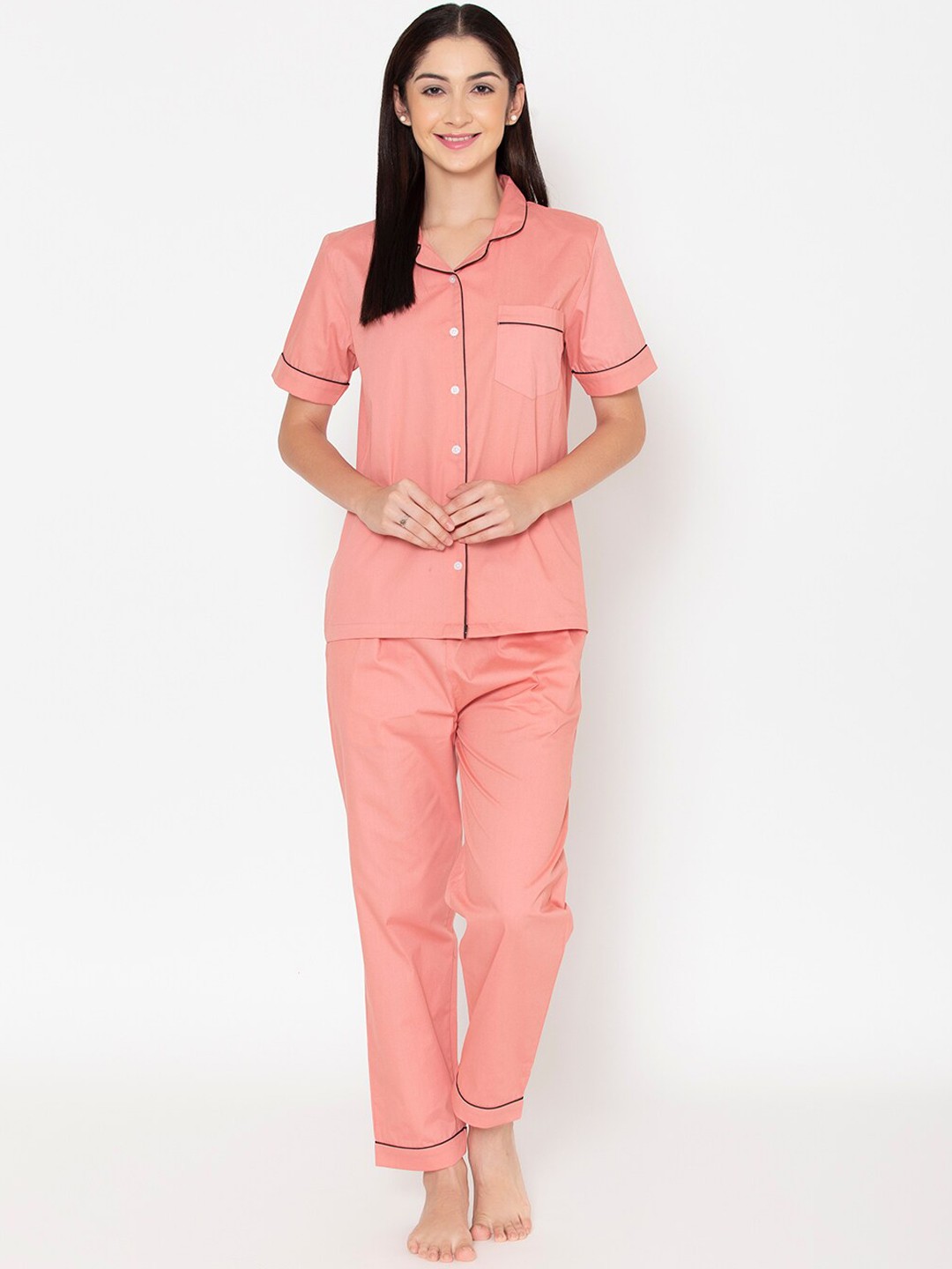 

Fluffalump Women Coral & Black Night suit