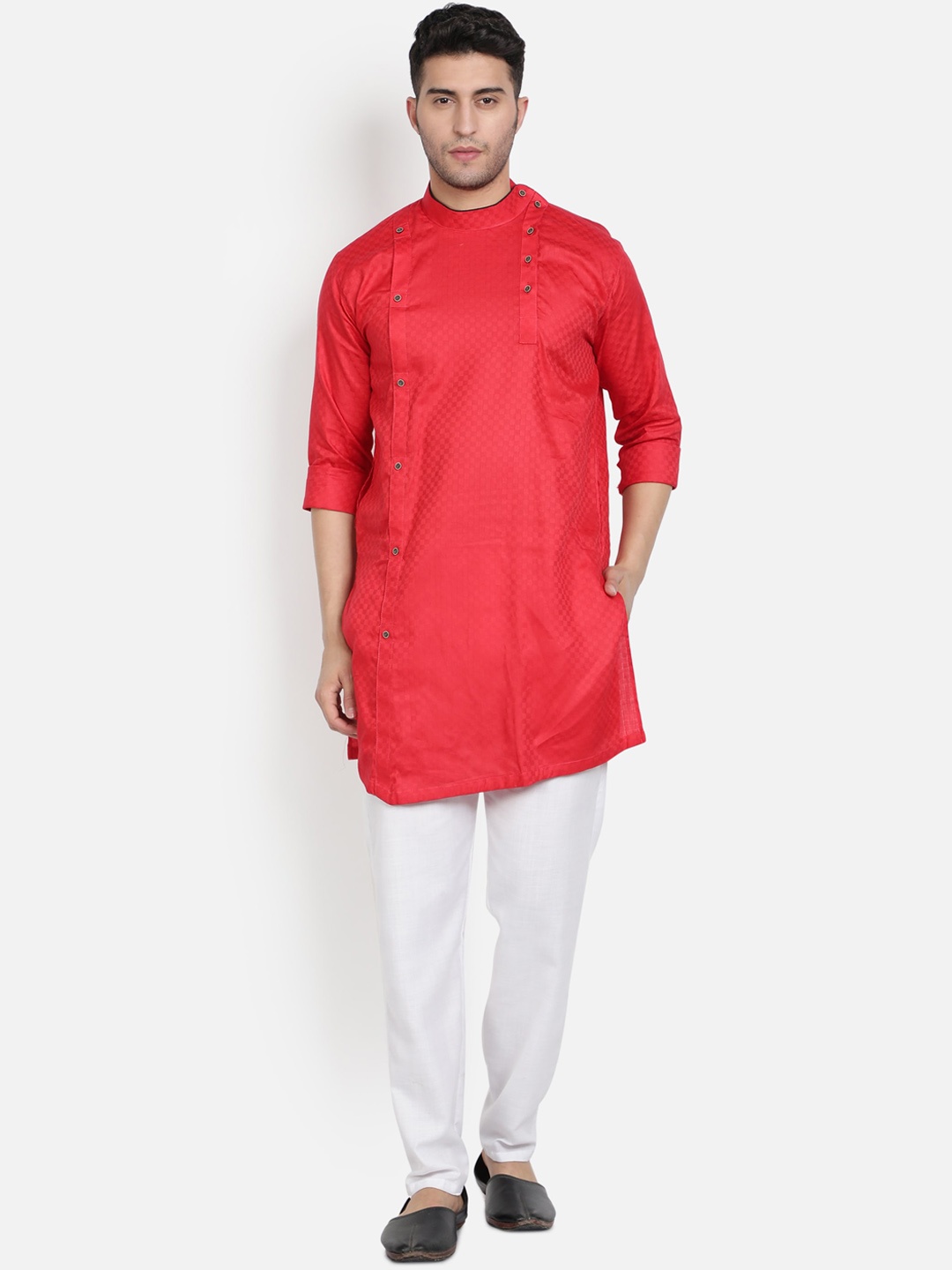 

Armaan Ethnic Men Red Pathani Kurta