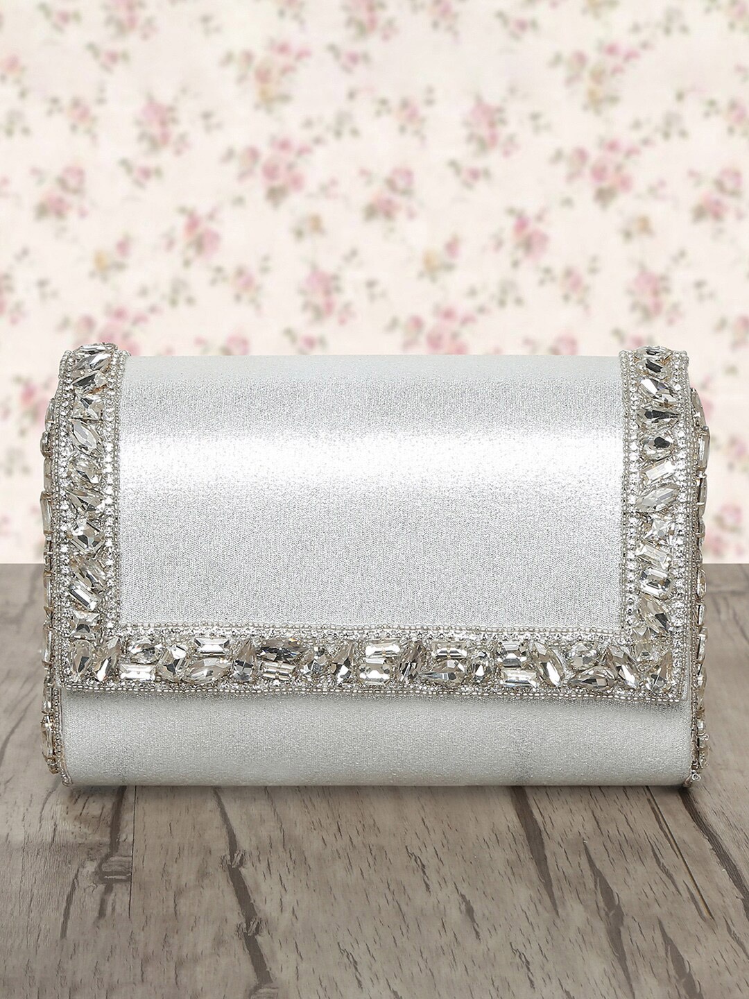 

Peora Women Silver-Toned Embellished Purse Clutch