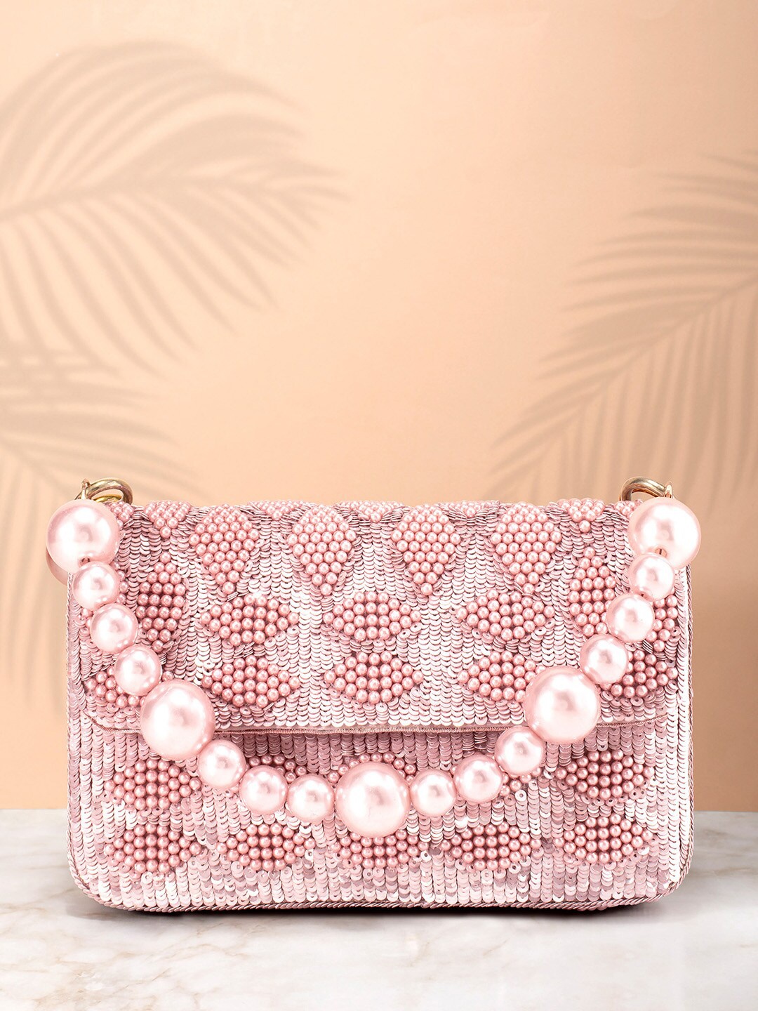 

Peora Pink Embellished Envelope Clutch
