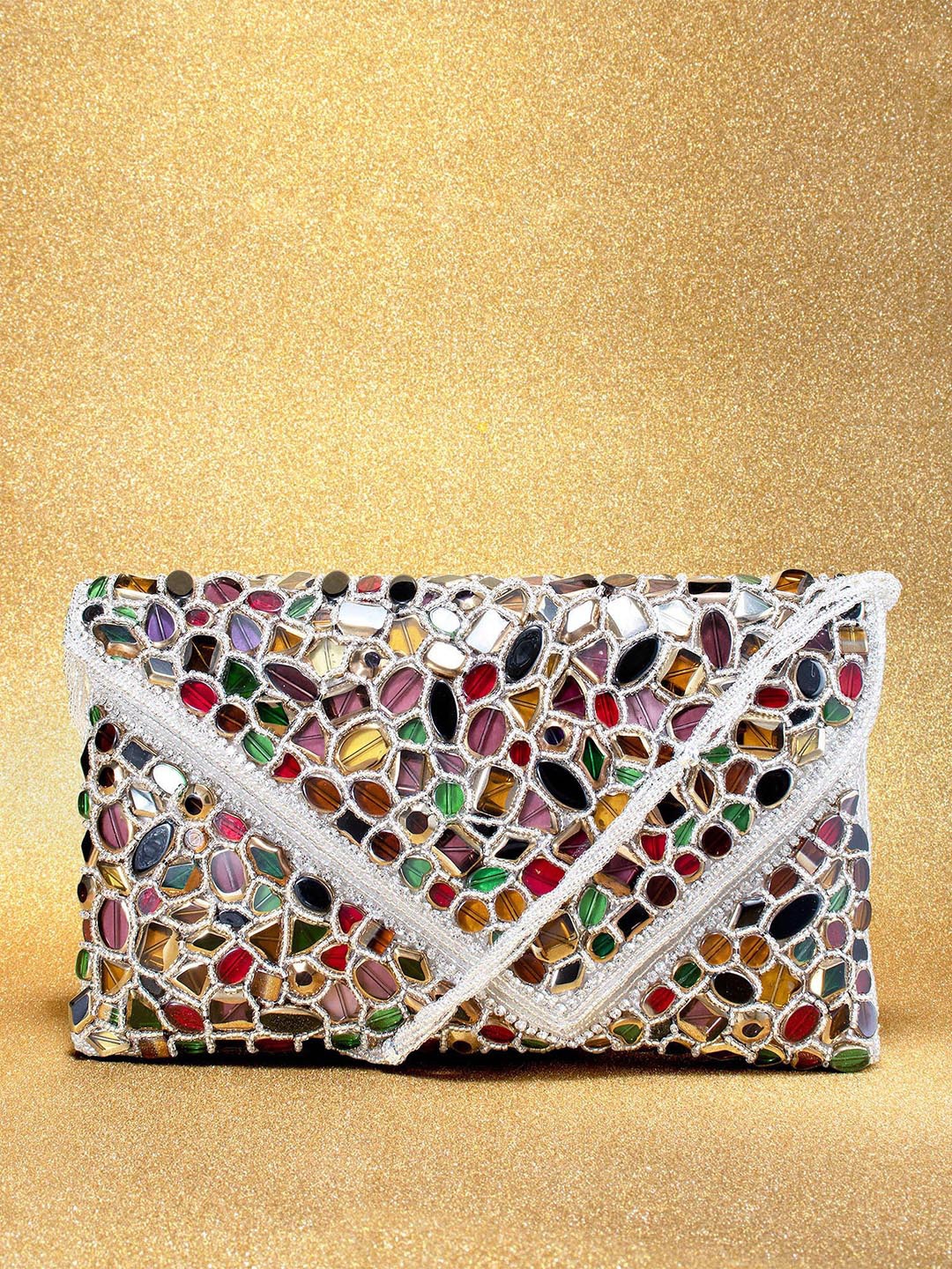 

Peora Red & Blue Embellished Purse Clutch