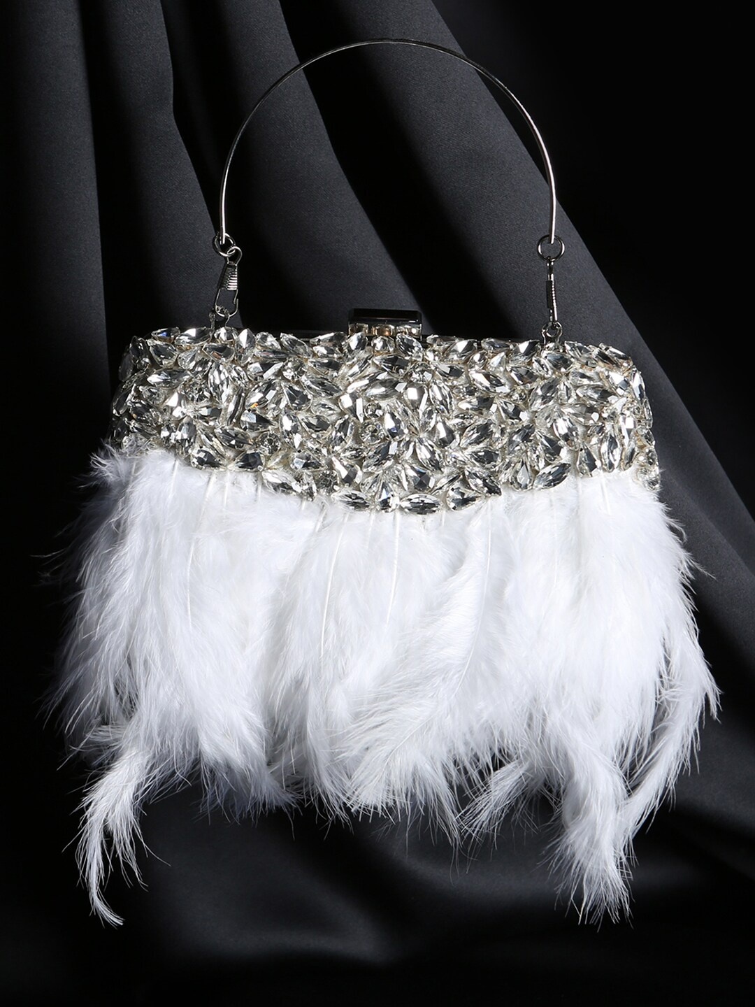 

Peora White Embellished Box Clutch