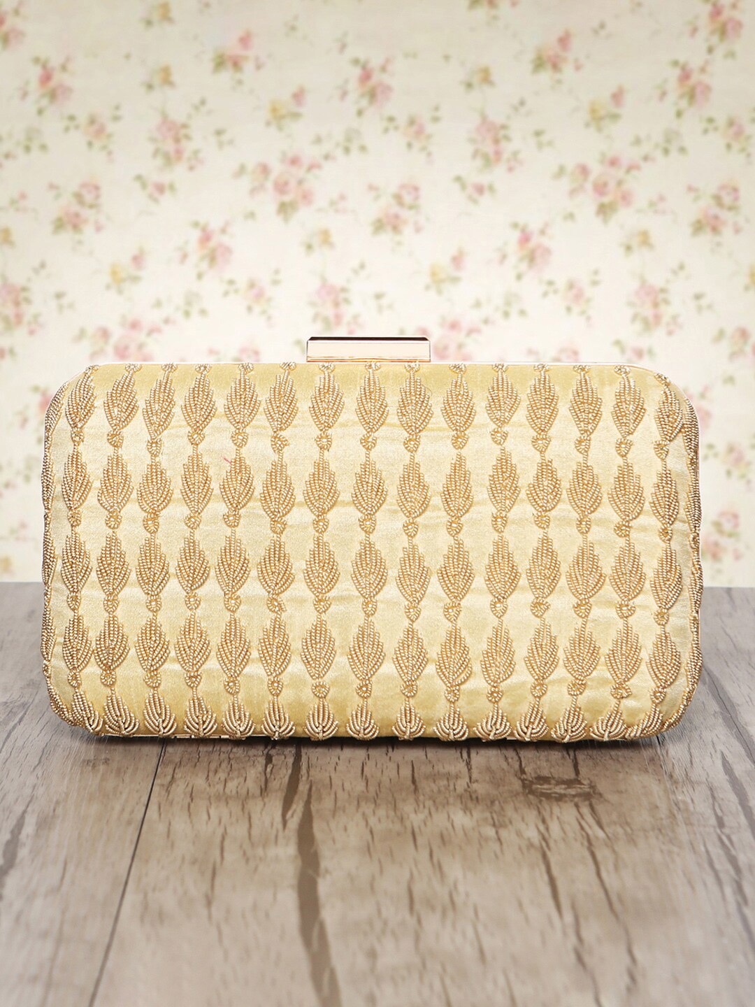 

Peora Gold-Toned Checked Embellished Box Clutch