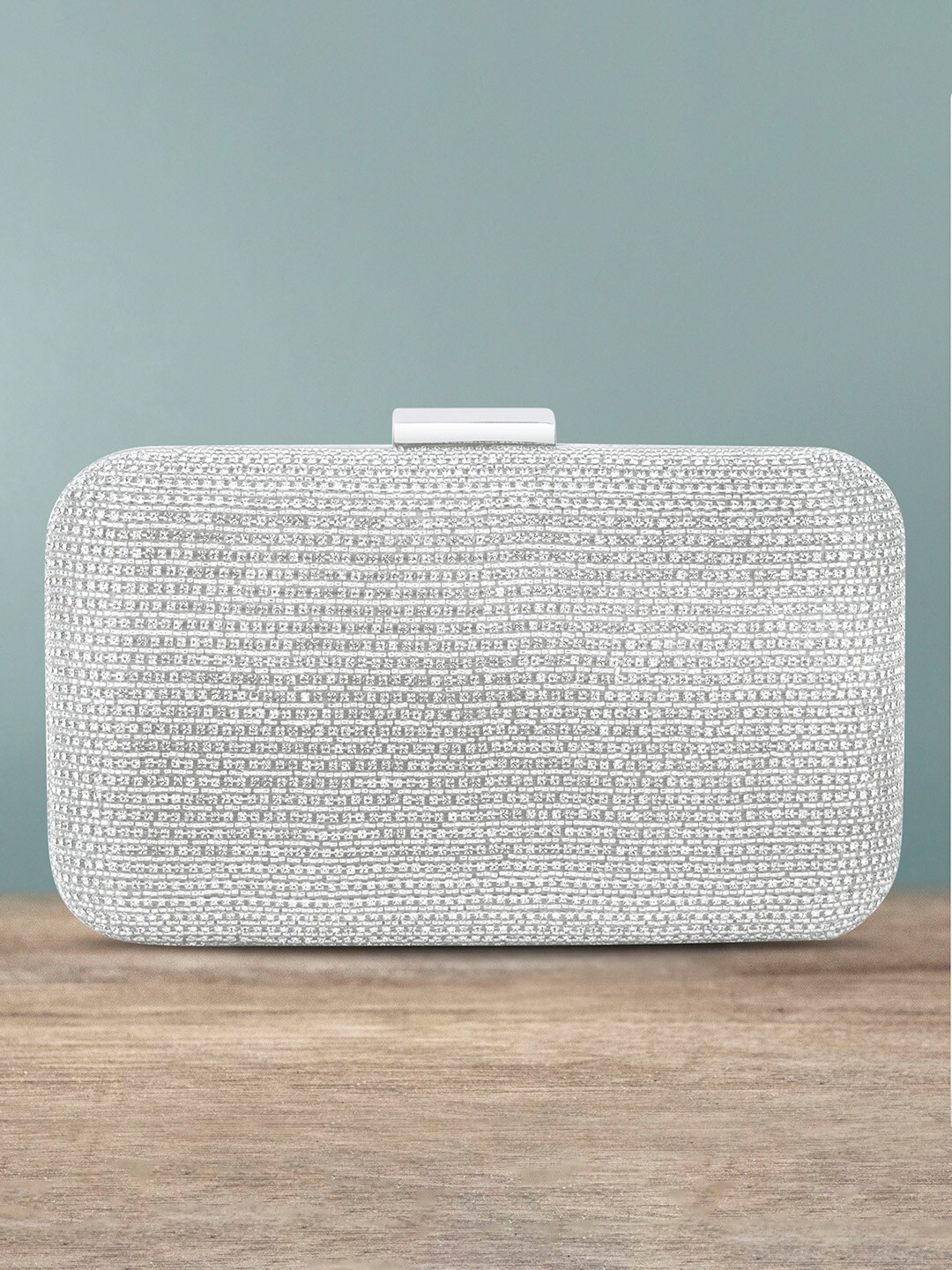 

Peora Silver-Toned Embellished Box Clutch