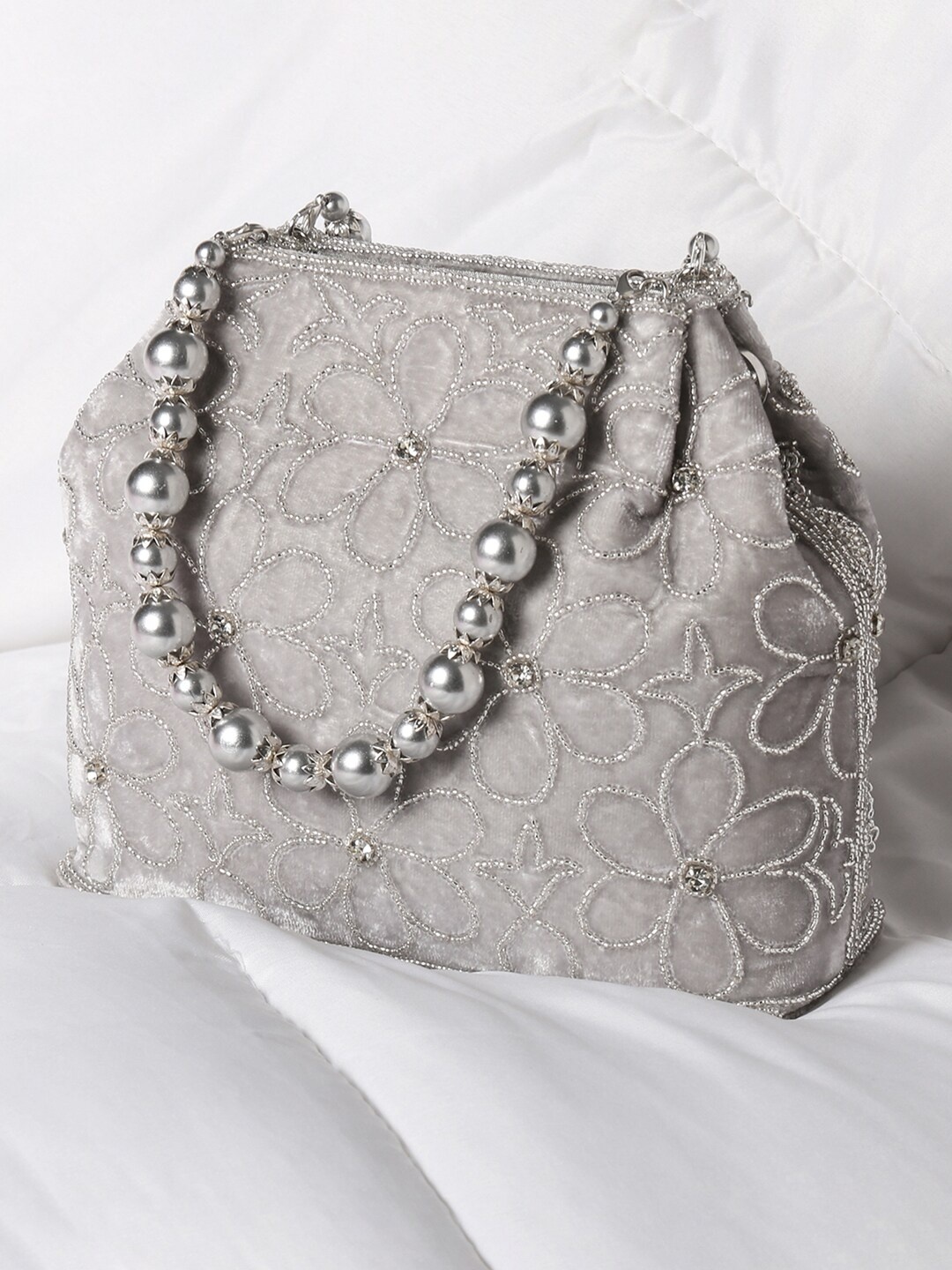 

Peora Silver-Toned Embellished Purse Clutch