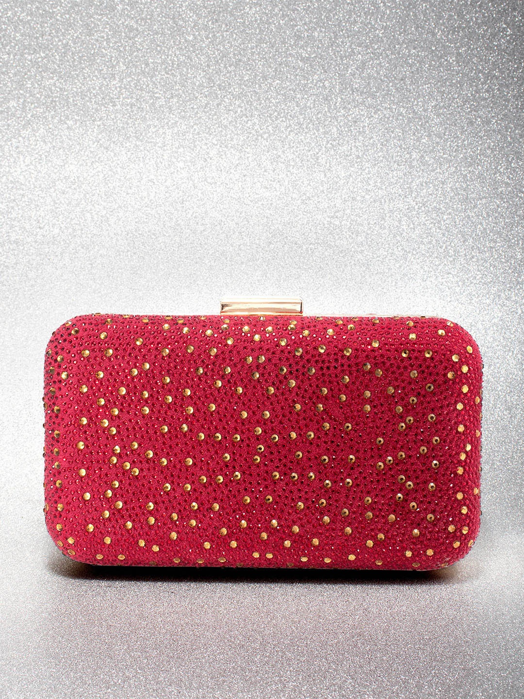 

Peora Women Red & Gold-Toned Embellished Purse Clutch