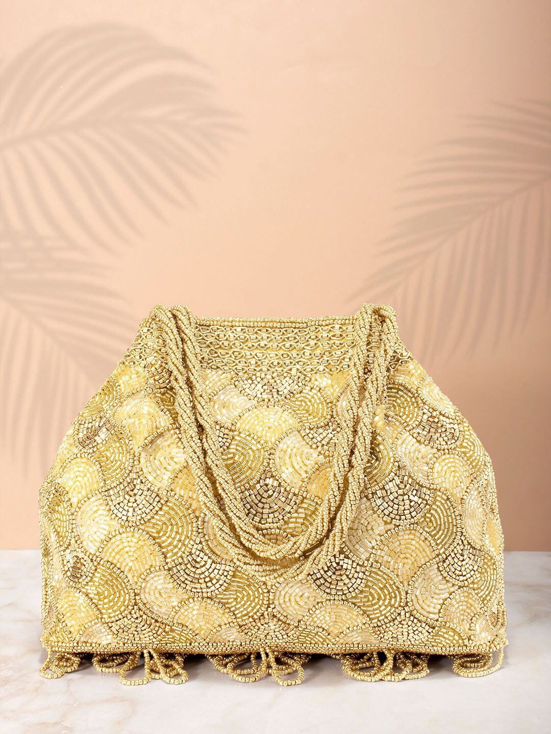 

Peora Gold-Toned Embellished Purse Clutch