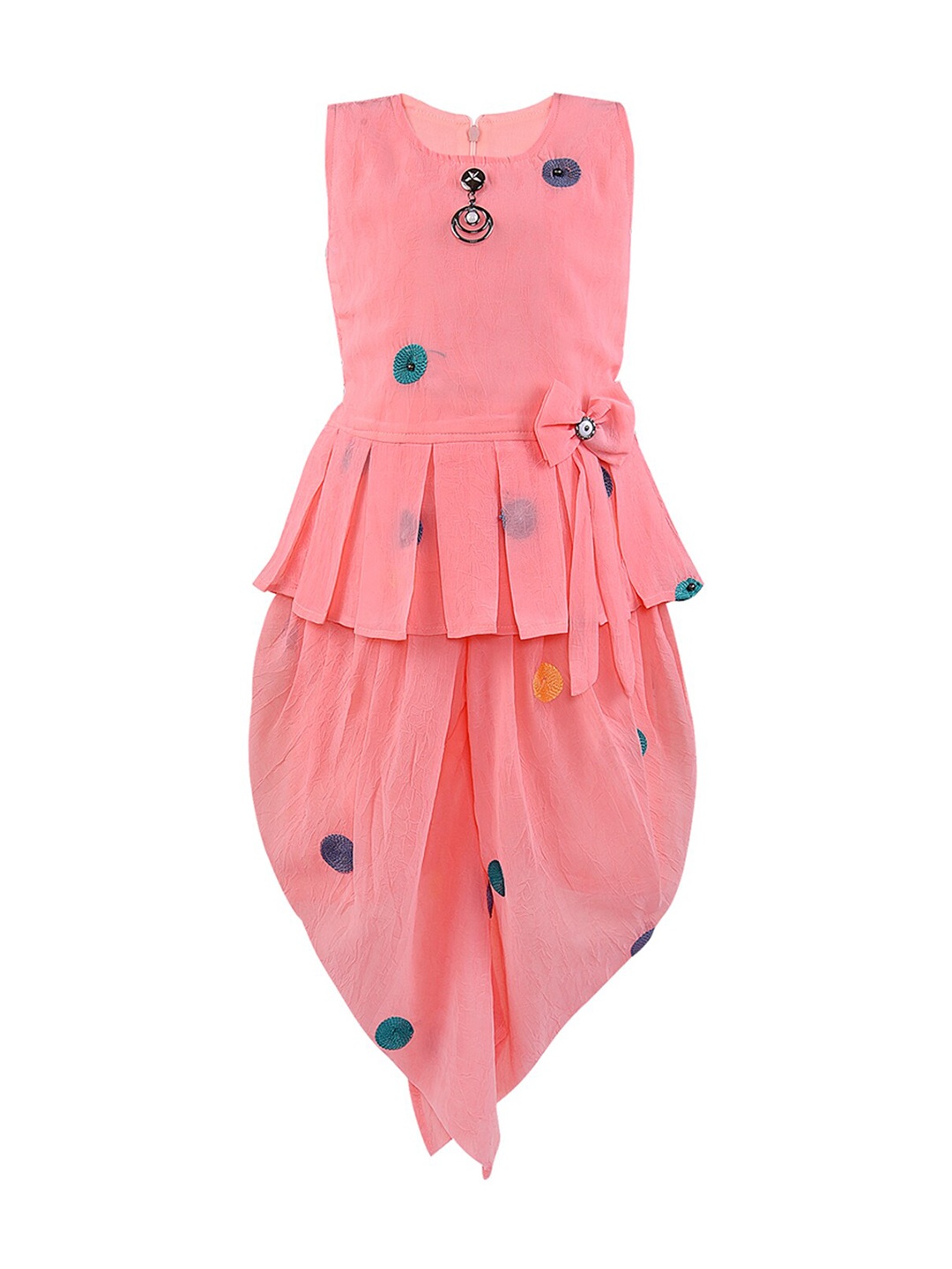 

Wish Karo Girls Peach-Coloured Top with Dhoti Pants