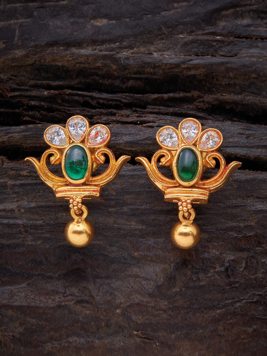 

Kushal's Fashion Jewellery Green Floral 92.5 Silver Drop Earrings
