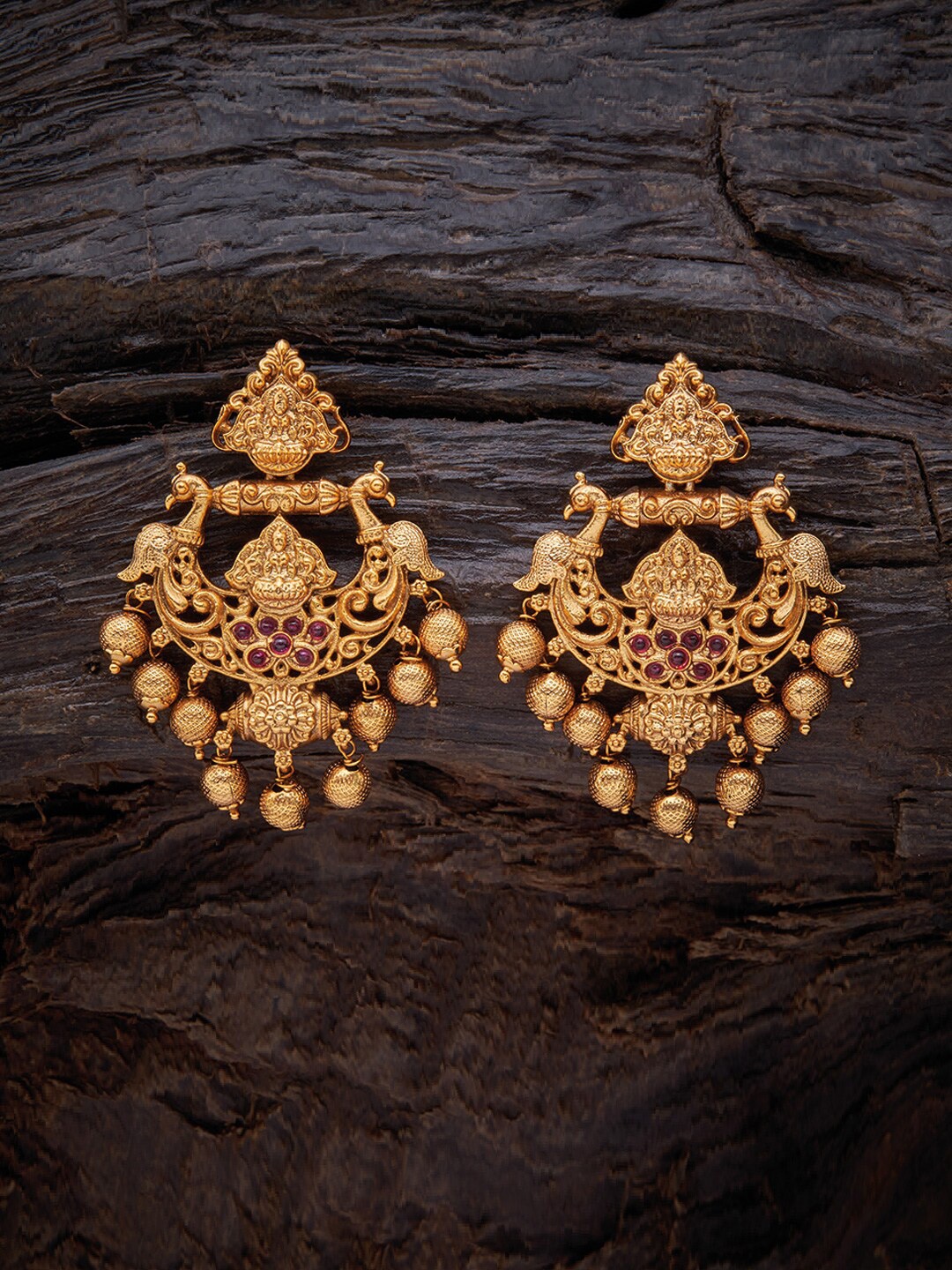 

Kushal's Fashion Jewellery Red Peacock Shaped Drop Earrings
