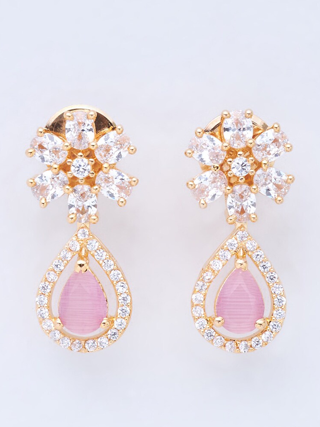 

Kushal's Fashion Jewellery Pink Floral Studs Earrings