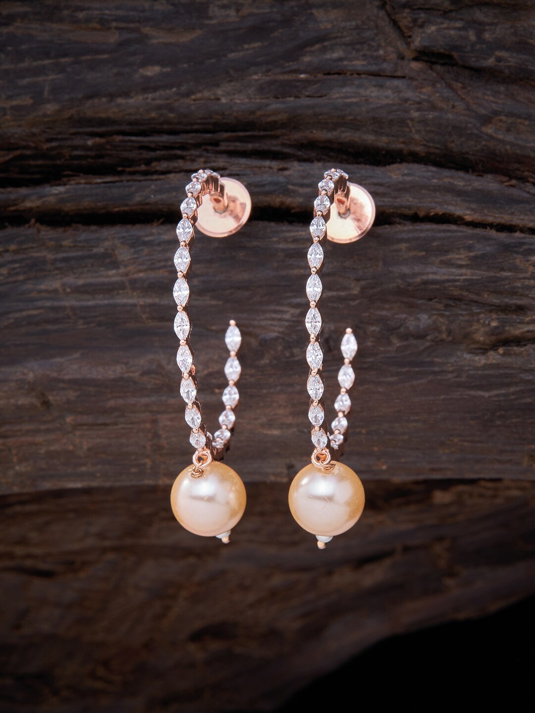 

Kushal's Fashion Jewellery White Rose Gold Plated CZ Circular Half Hoop Earrings