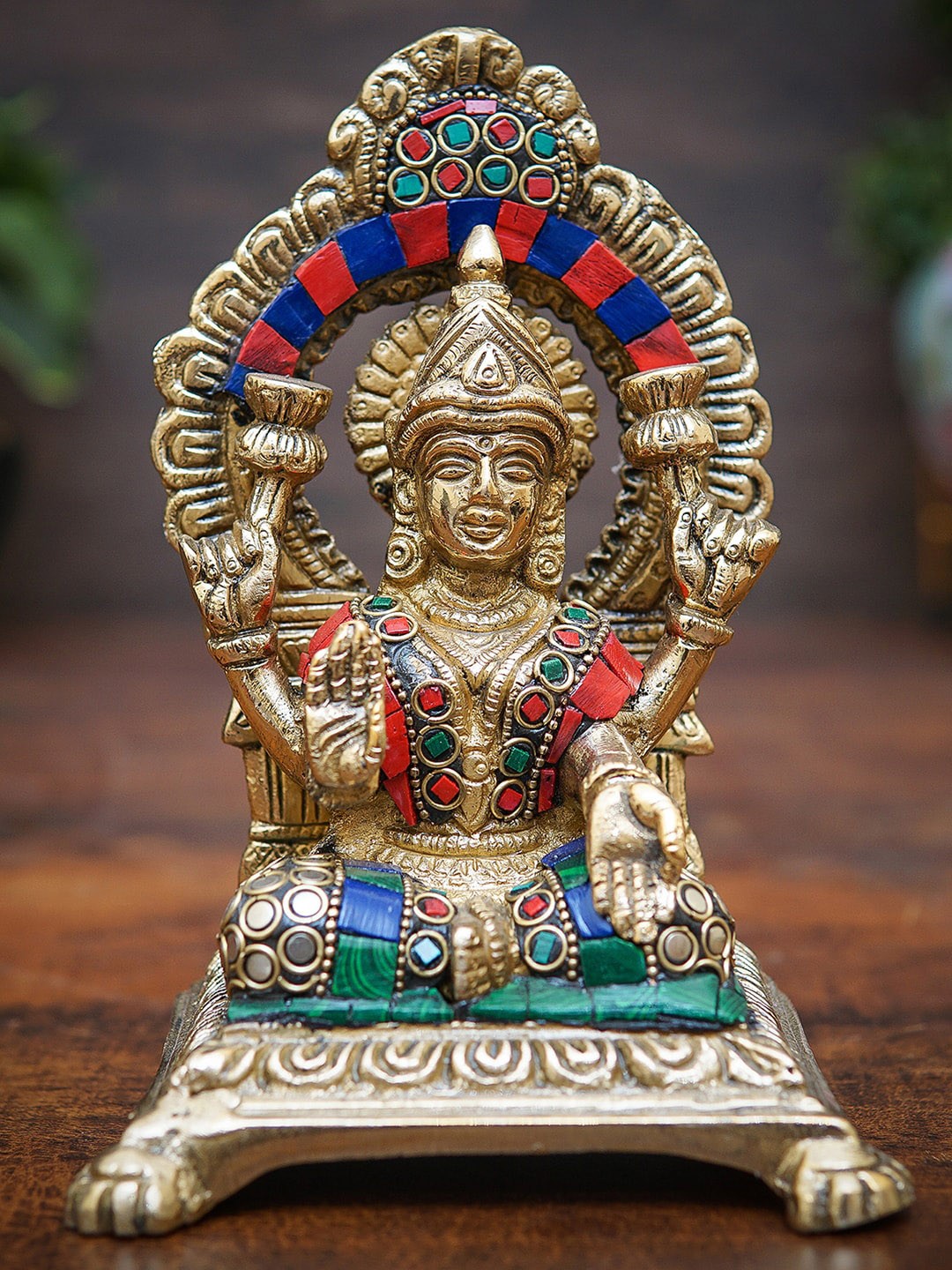 

StatueStudio Gold & Red Idol Laxmi Statue Showpiece