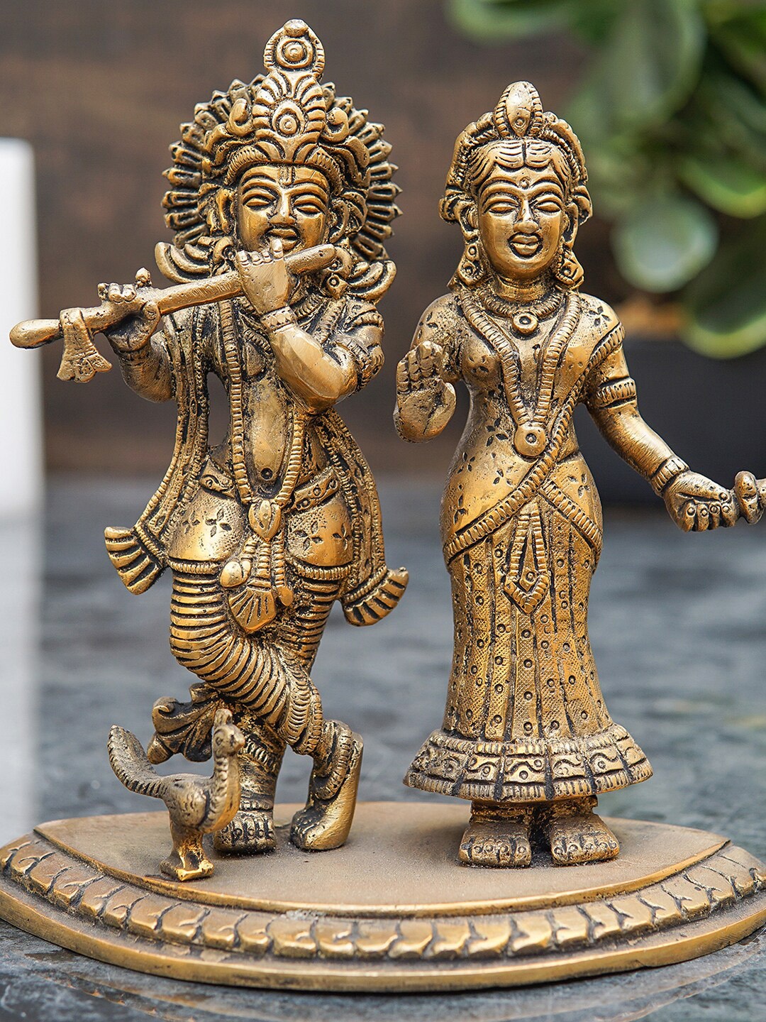 

StatueStudio Bronze-Toned Radha Krishna Showpiece