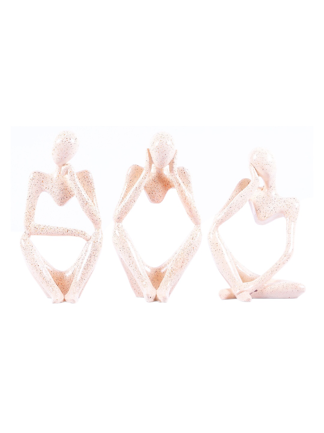 

StatueStudio Set Of 3 Beige Textured Humans Expressions Modern Showpieces