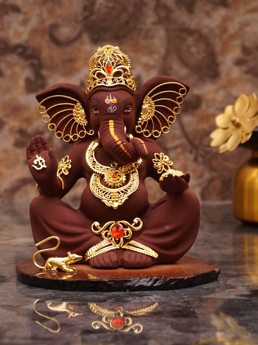 

StatueStudio Brown & Gold-Toned Textured Ganesha Showpiece