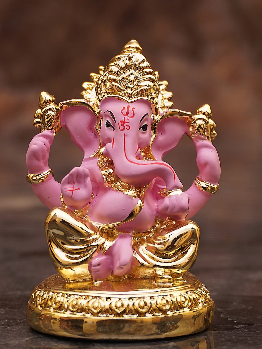 

StatueStudio Gold-Toned & Pink Ganesha Idol Statue Showpiece