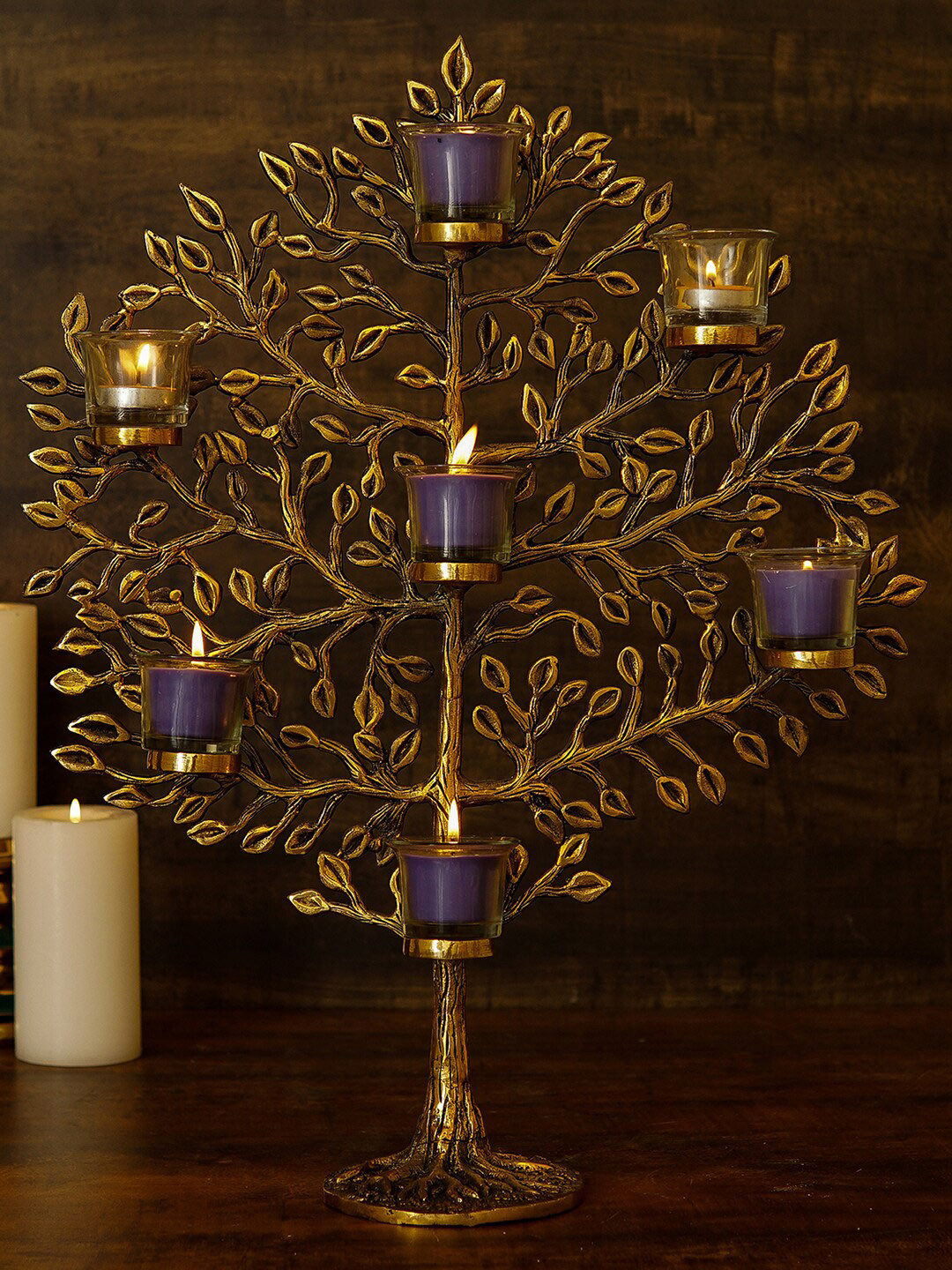 

StatueStudio Bronze-Toned Tree With Tealight Candle Showpiece