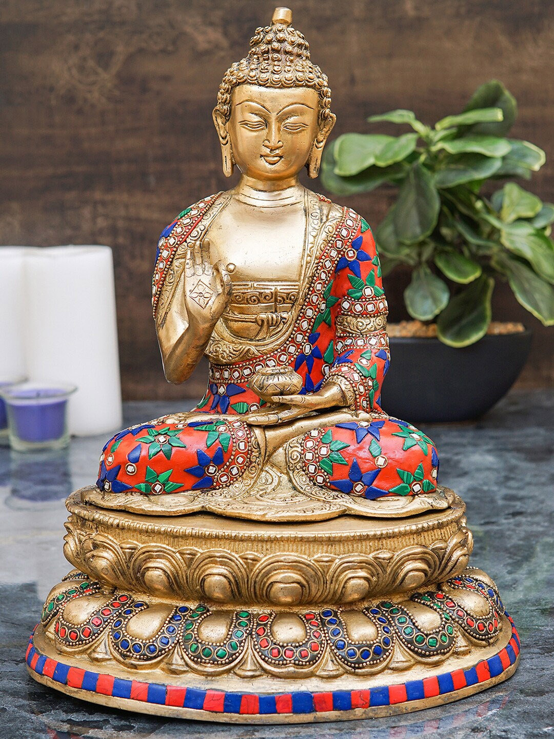 

StatueStudio Metallic Buddha Statue Showpiece