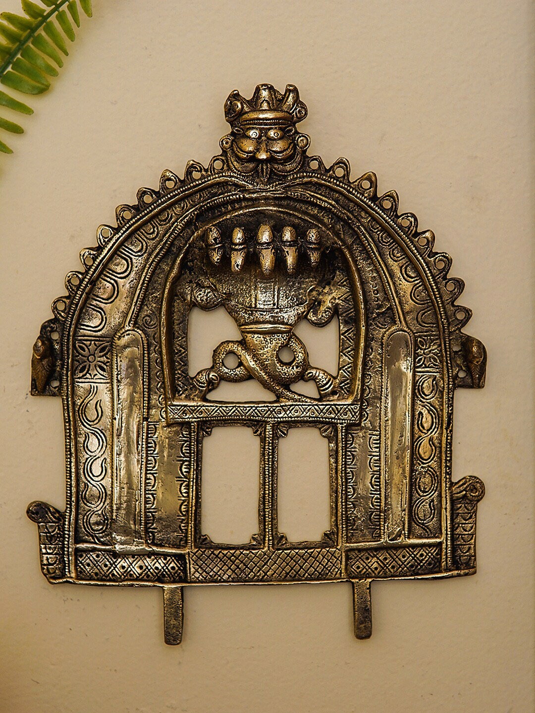 

StatueStudio Gold-Toned Brass Prabhavali Temple Design Wall Hanging