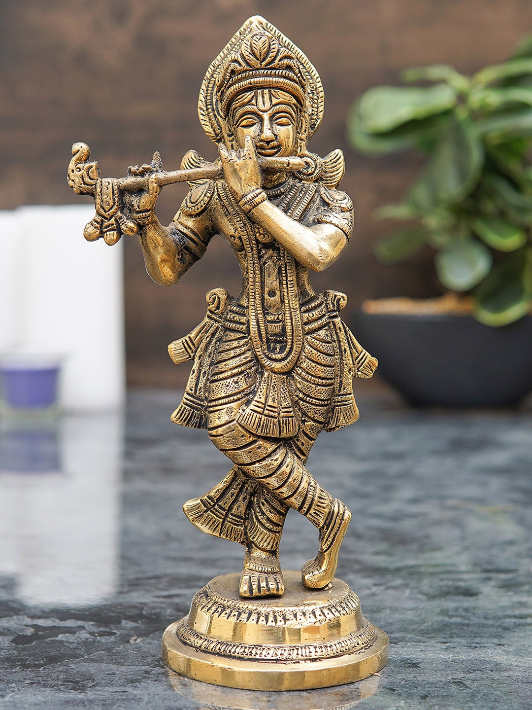 

StatueStudio Bronze Toned Antique Krishna Showpiece